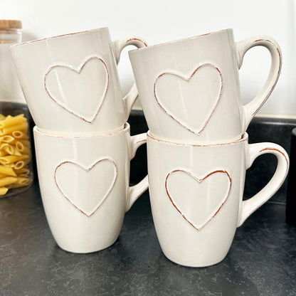 300ml Love Heart Mugs Set Of 4