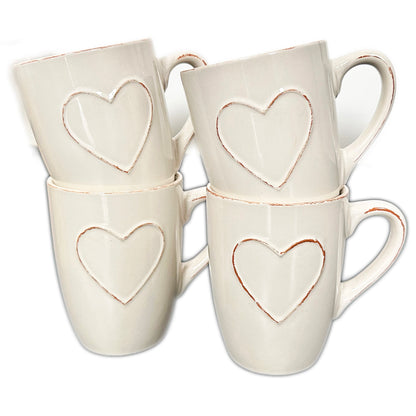 300ml Love Heart Mugs Set Of 4