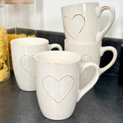 300ml Love Heart Mugs Set Of 4