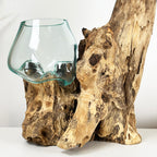 Tall Double Molten 11cm Bowls Teak Root Stand