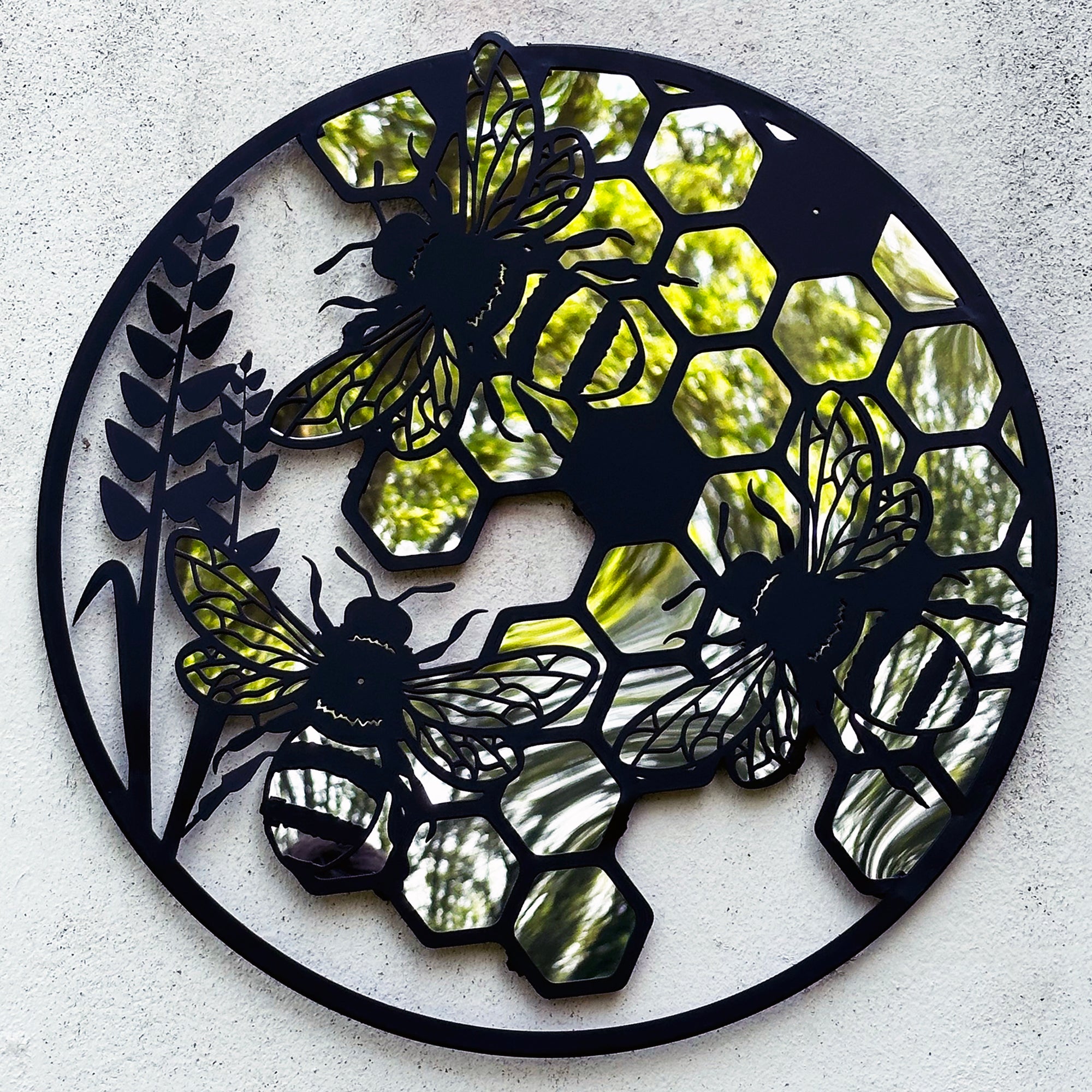 Honey Bee Silhouette Garden Wall Mirror
