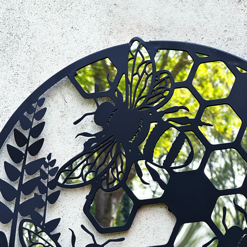 Honey Bee Silhouette Garden Wall Mirror