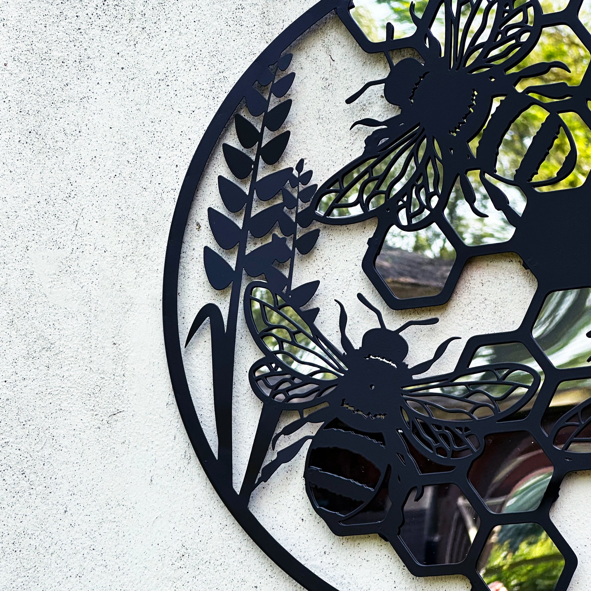 Honey Bee Silhouette Garden Wall Mirror
