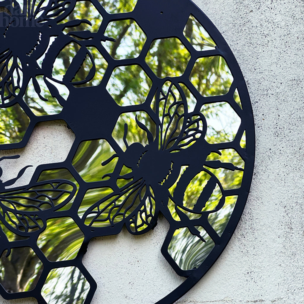 Honey Bee Silhouette Garden Wall Mirror