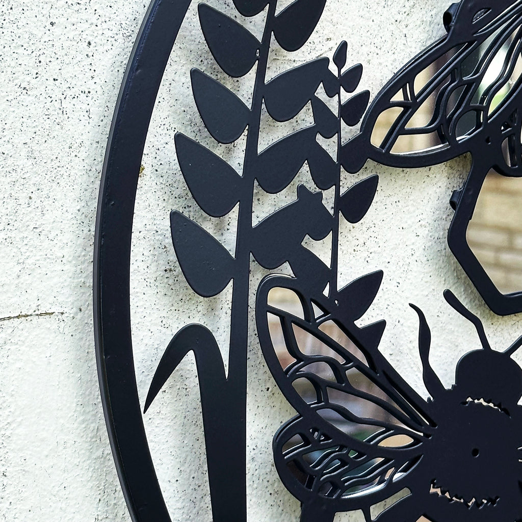 Honey Bee Silhouette Garden Wall Mirror