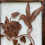 Bronze Narrow Floral Hummingbird Garden Wall Art