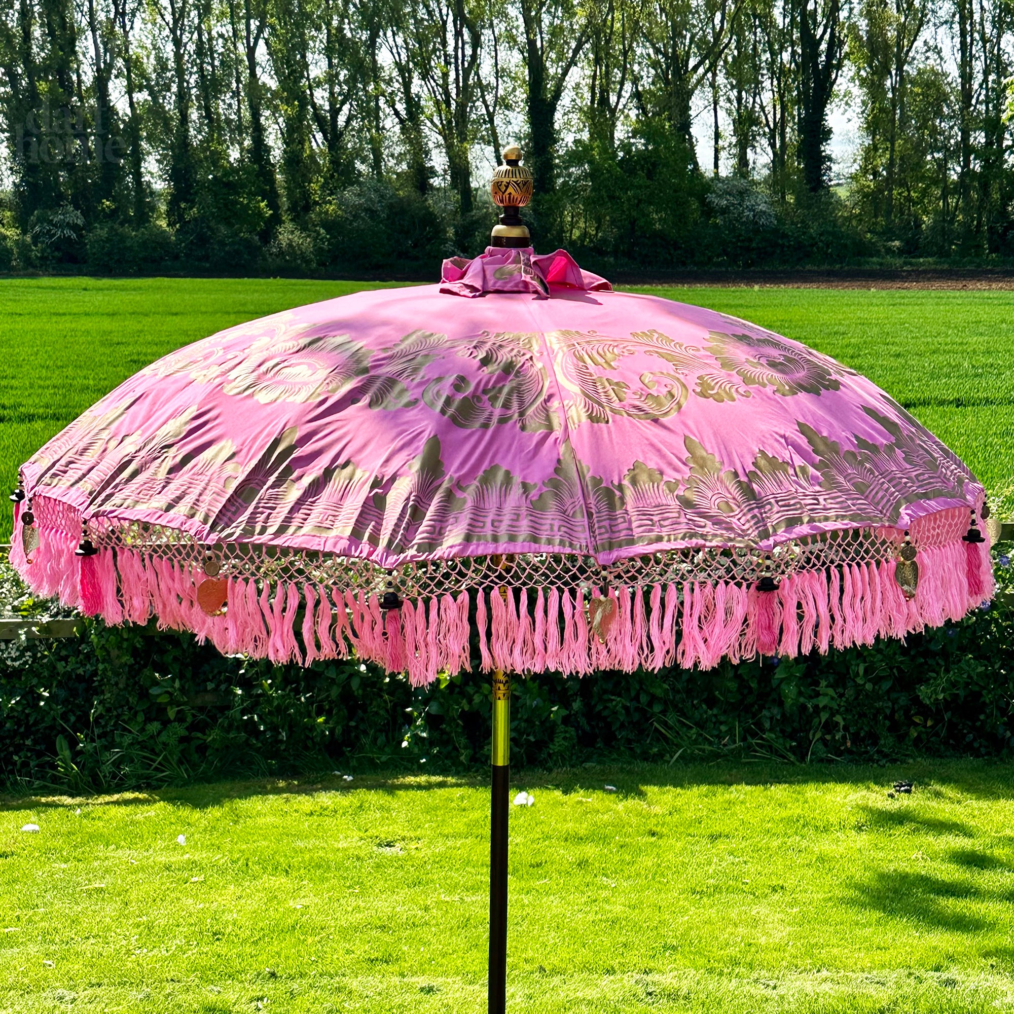 Pink And Gold Bali Sun Parasol 2m