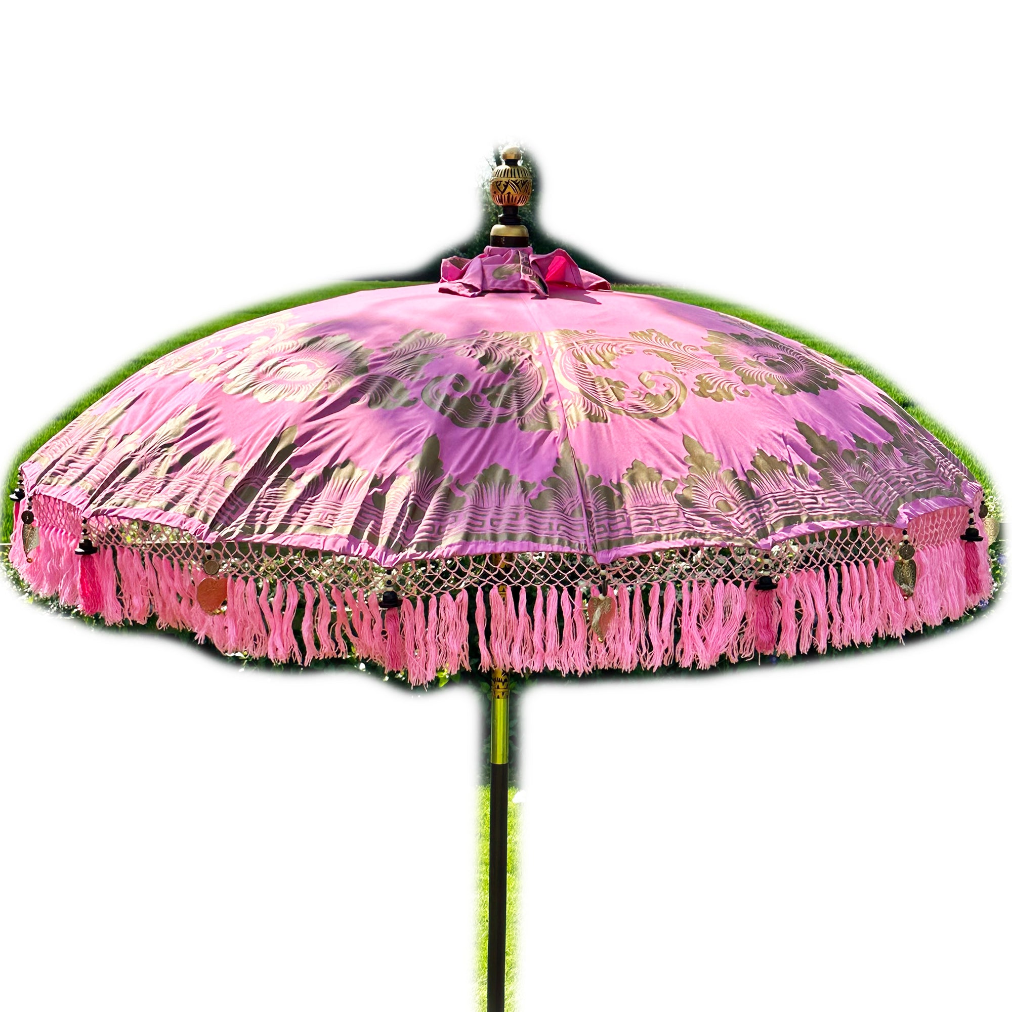 Pink And Gold Bali Sun Parasol 2m