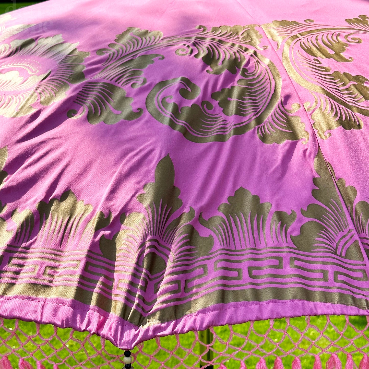 Pink And Gold Bali Sun Parasol 2m