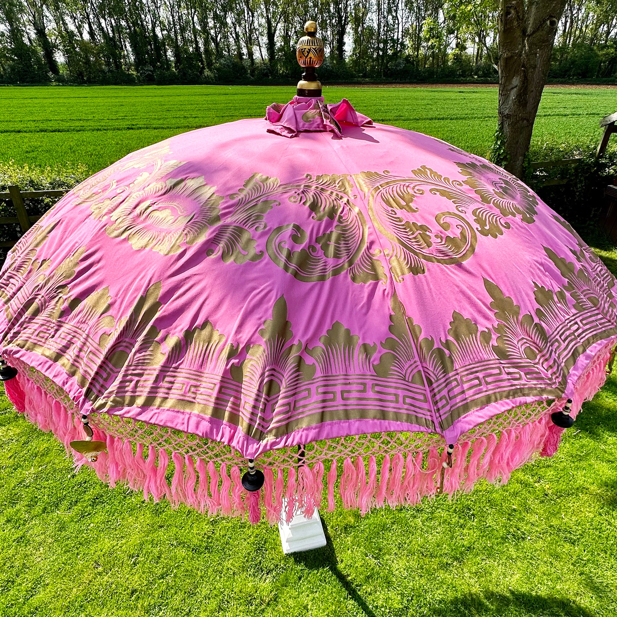 Pink And Gold Bali Sun Parasol 2m
