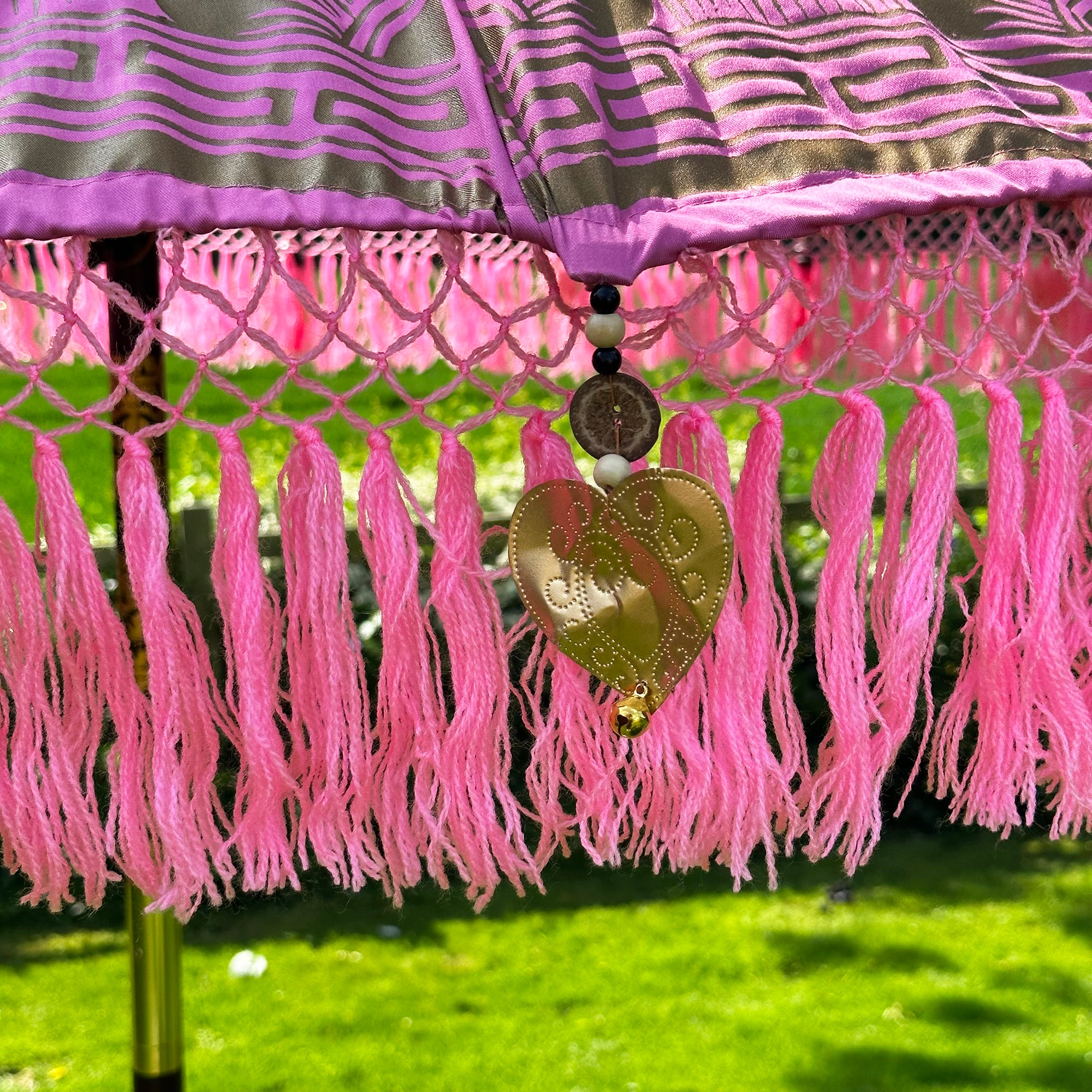 Pink And Gold Bali Sun Parasol 2m