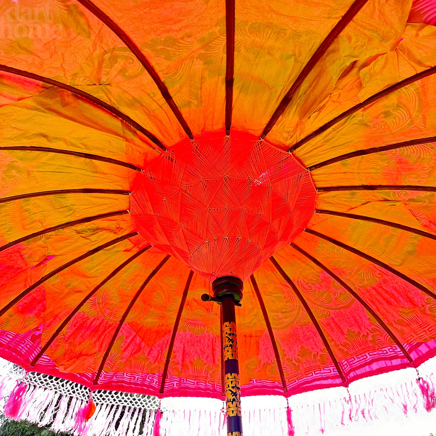 Pink And Gold Bali Sun Parasol 2m