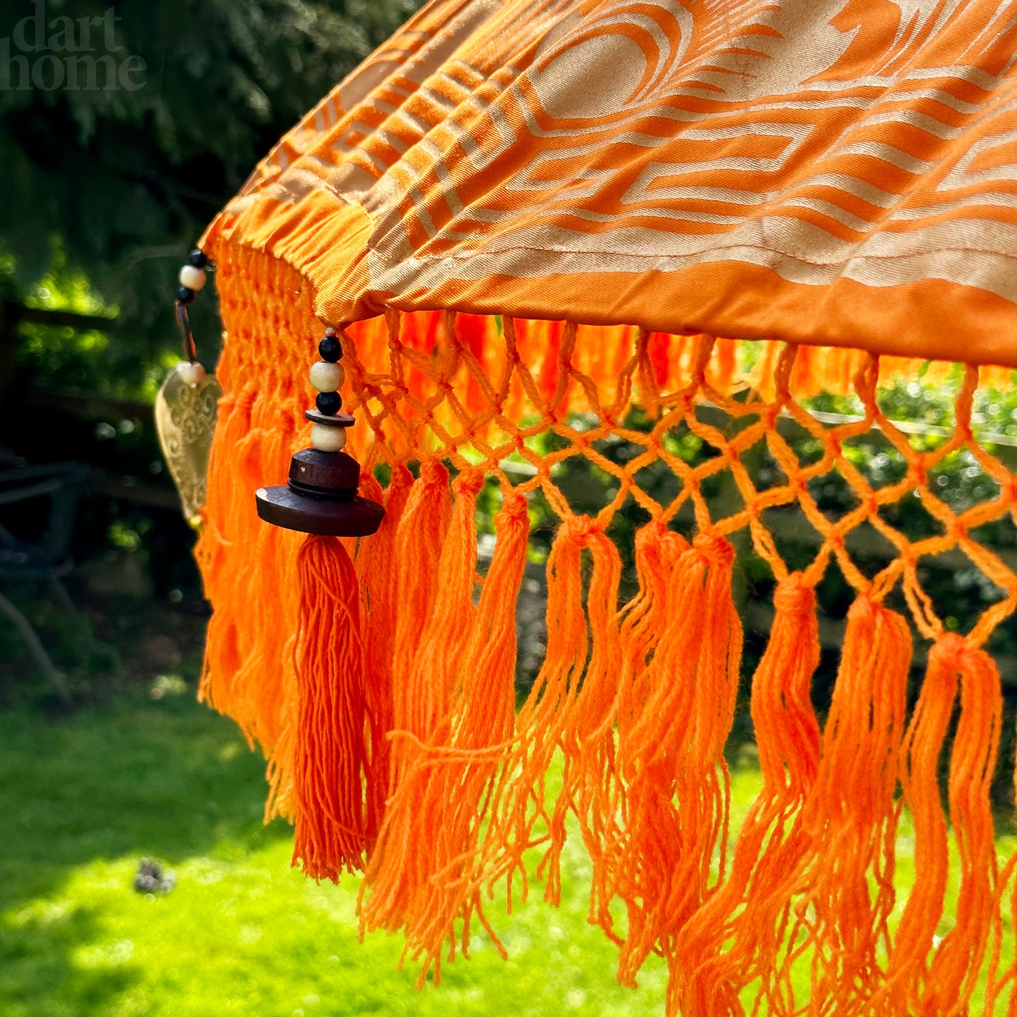Orangefarbener und goldener Bali-Sonnenschirm, 2 m