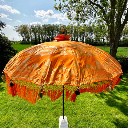 Orangefarbener und goldener Bali-Sonnenschirm, 2 m