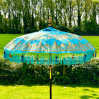 Handmade Blue & Gold Bali Sun Parasol