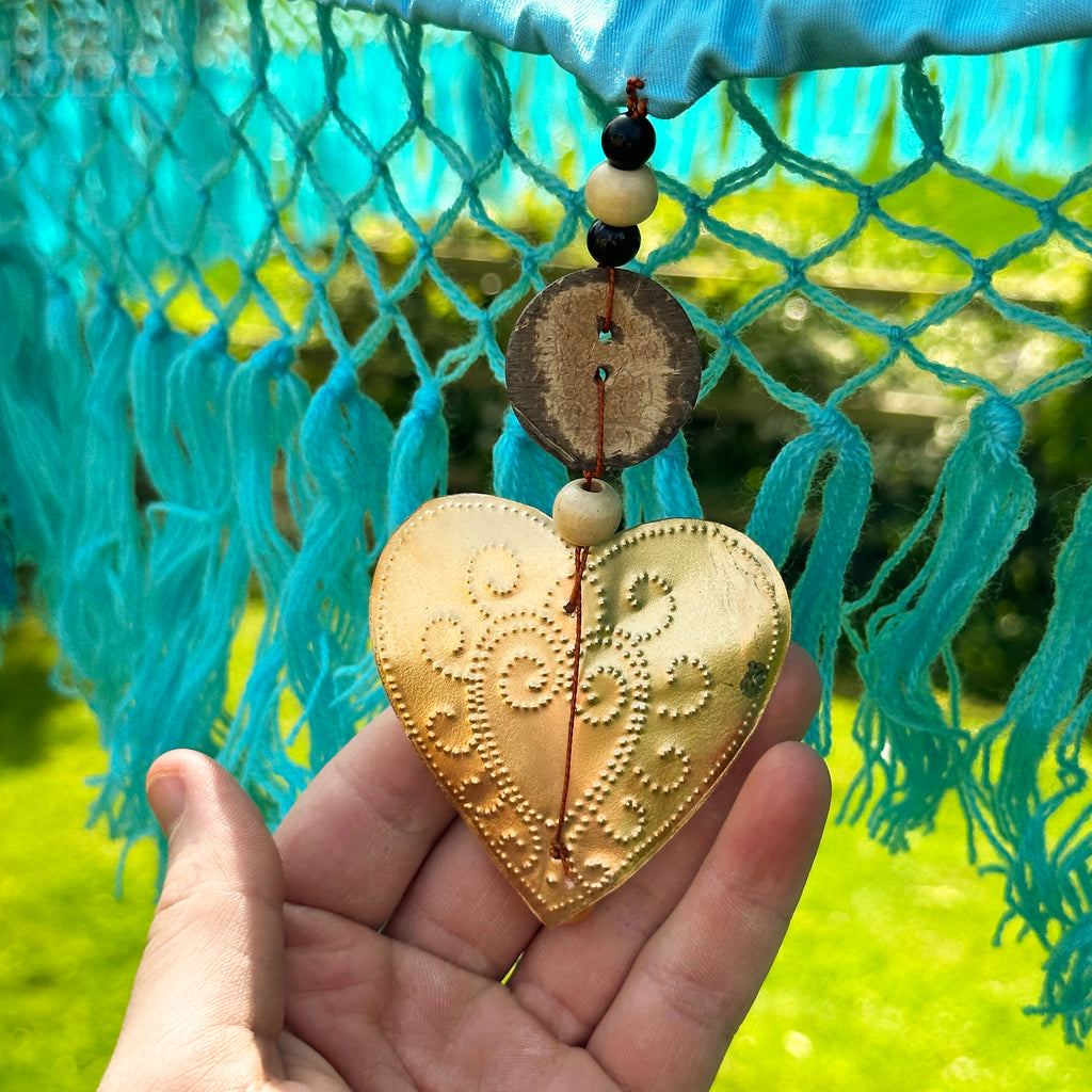 Handmade Blue & Gold Bali Sun Parasol
