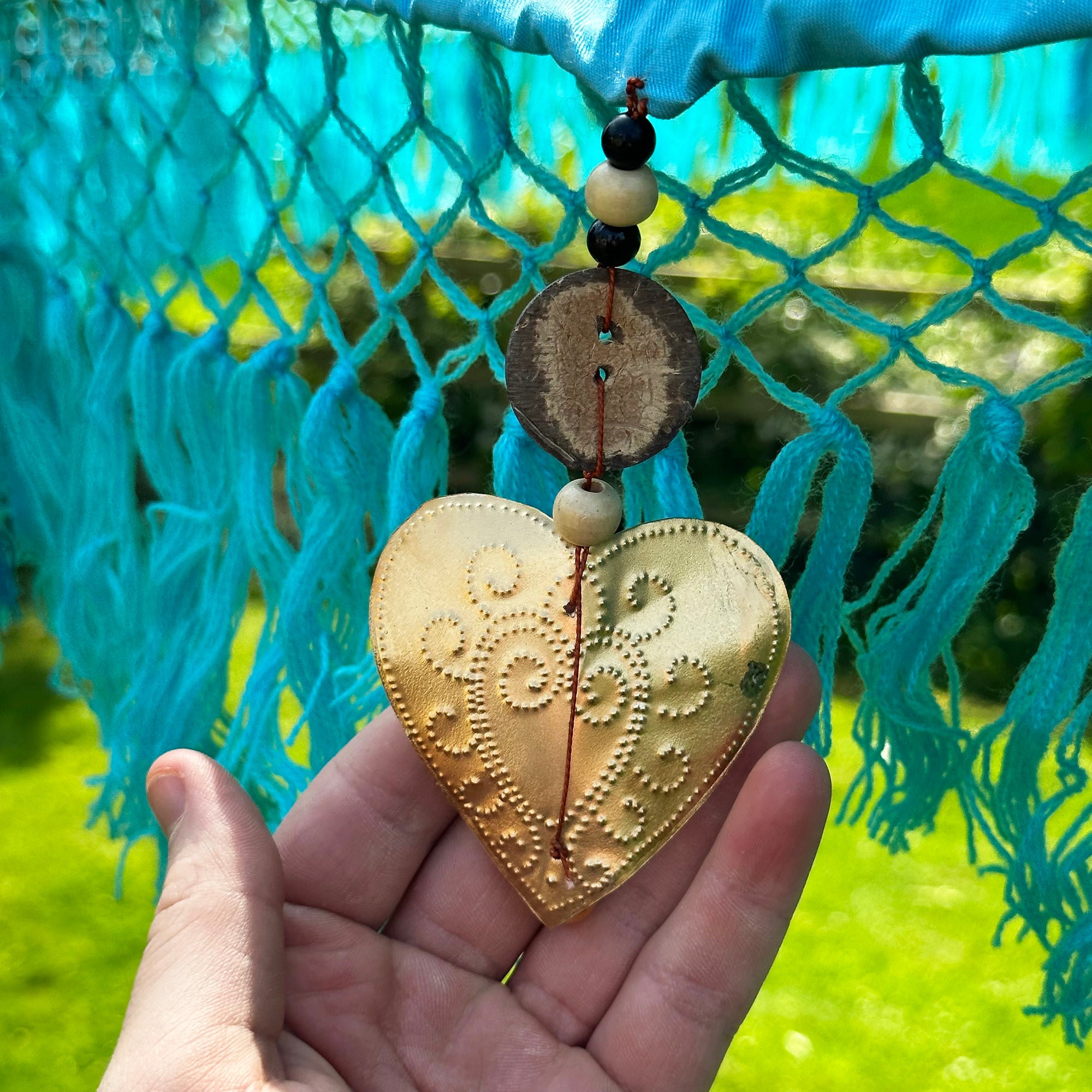 Blauer und goldener Bali-Sonnenschirm, 2 m