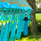 Blauer und goldener Bali-Sonnenschirm, 2 m