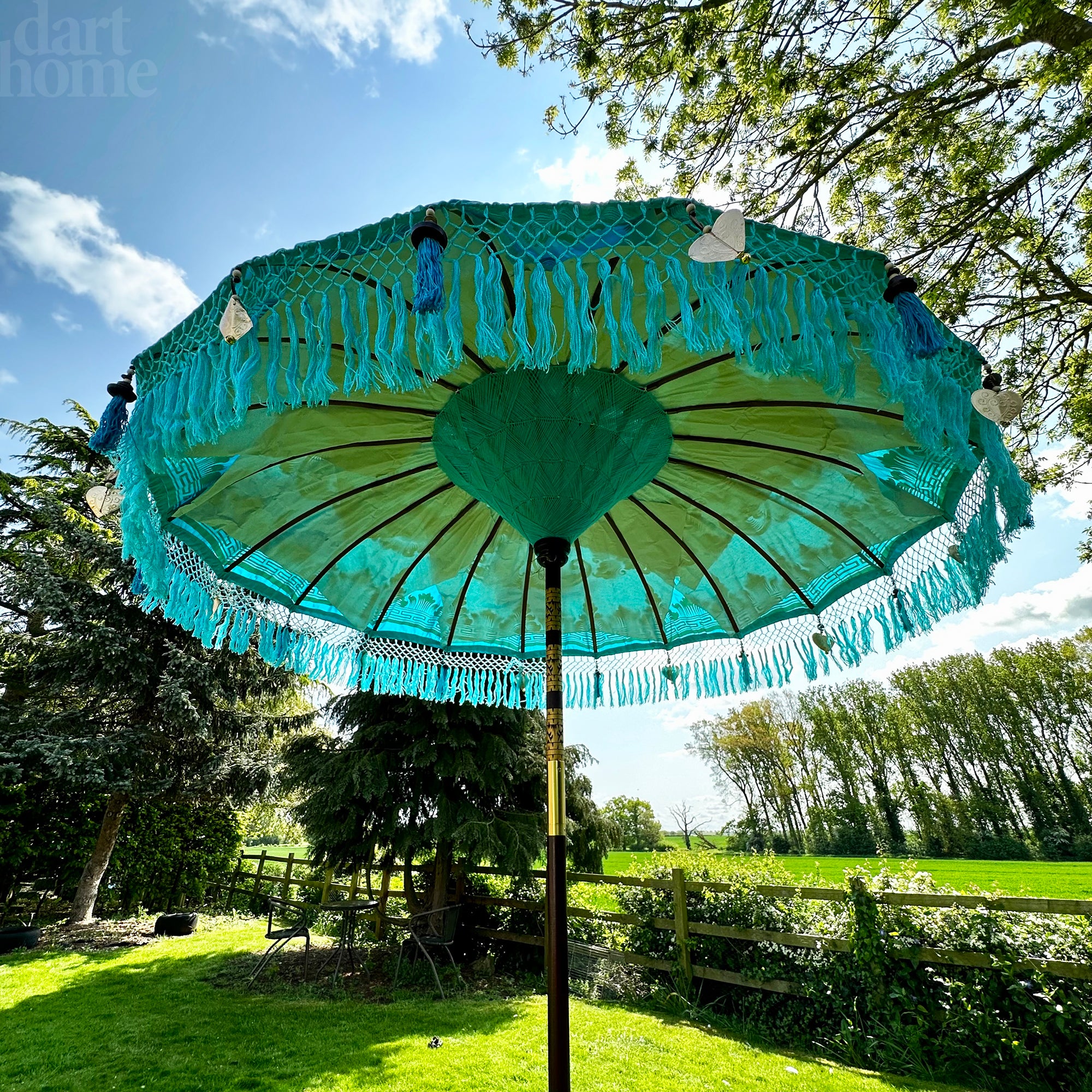 Blauer und goldener Bali-Sonnenschirm, 2 m