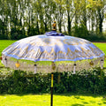 Fliederfarbener und goldener Bali-Sonnenschirm, 2 m