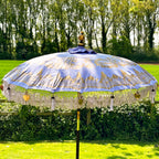 Fliederfarbener und goldener Bali-Sonnenschirm, 2 m