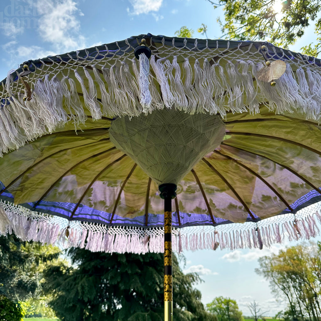 Lilac And Gold Bali Sun Parasol 2m