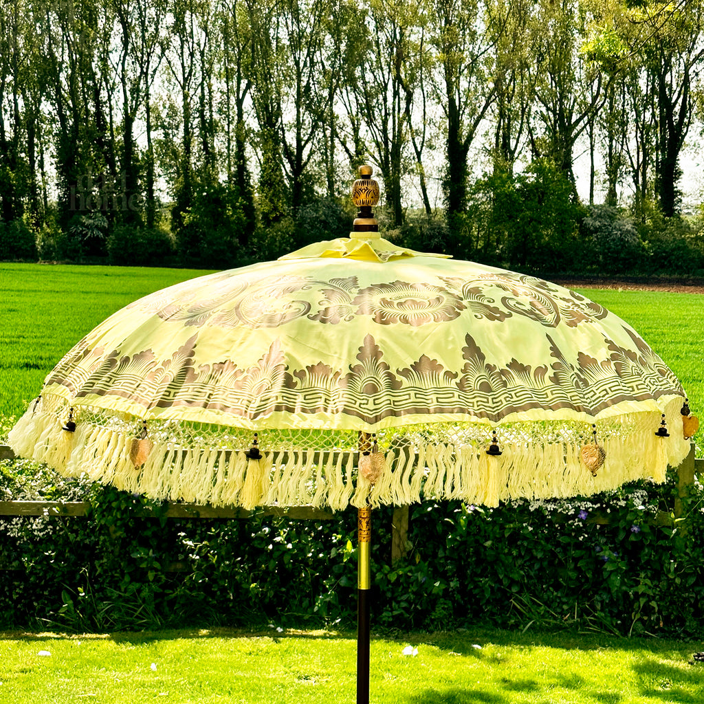 Gelber und goldener Bali-Sonnenschirm, 2 m