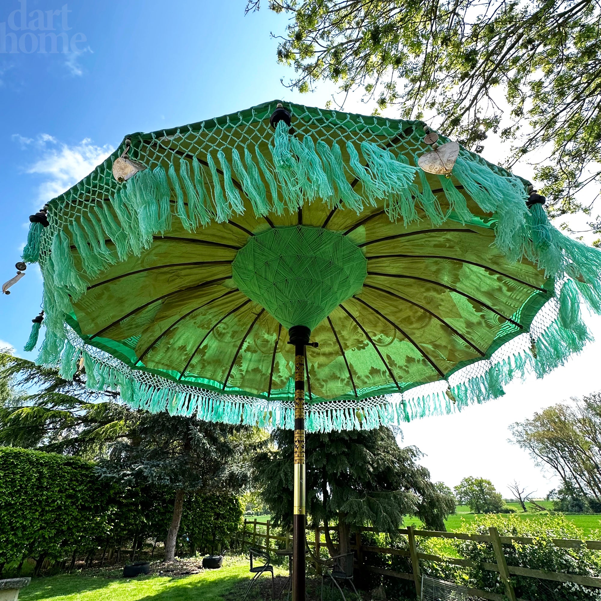 Darthome Green And Gold Bali Sun Parasol 2m