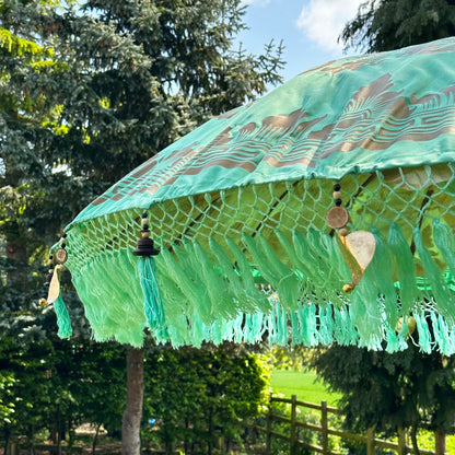 Green And Gold Bali Sun Parasol 2m