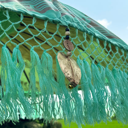 Green And Gold Bali Sun Parasol 2m