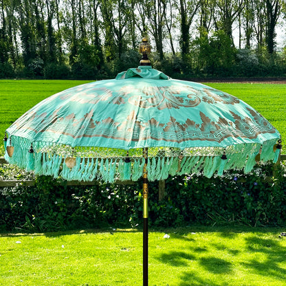 Green And Gold Bali Sun Parasol 2m