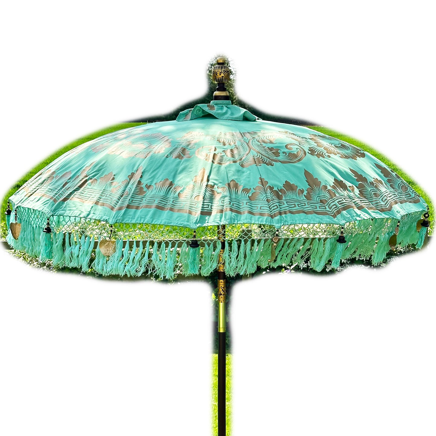 Green And Gold Bali Sun Parasol 2m