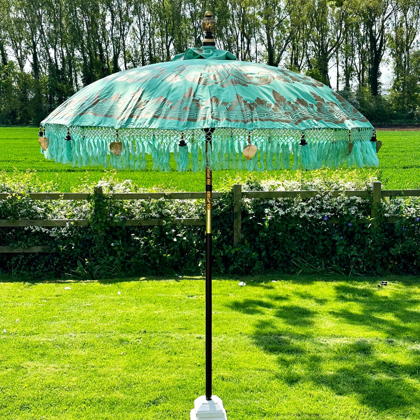 Green And Gold Bali Sun Parasol 2m