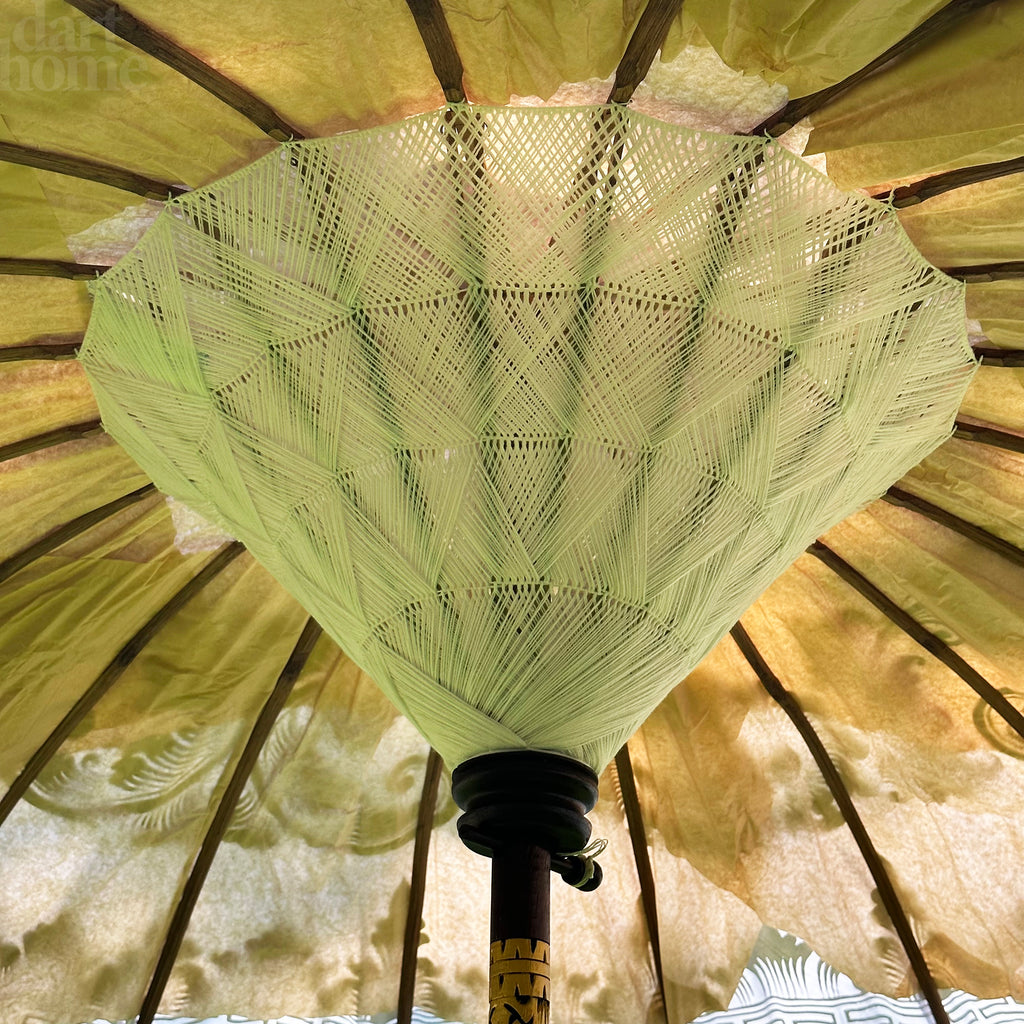White And Gold Bali Sun Parasol 2m