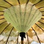 White And Gold Bali Sun Parasol 2m