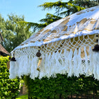 White And Gold Bali Sun Parasol 2m