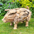 Teak Root Baby Pig Sculpture