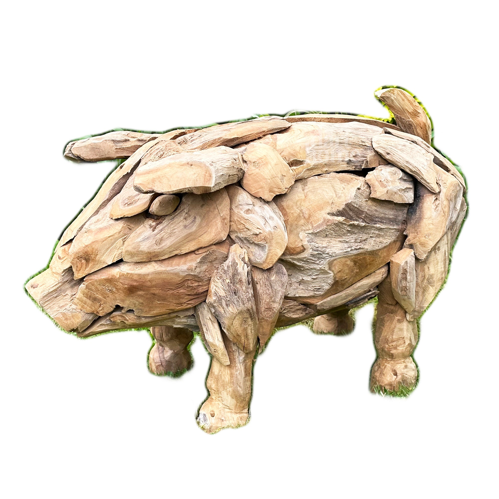 Teak Root Baby Pig Sculpture