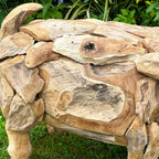 Teak Root Baby Pig Sculpture