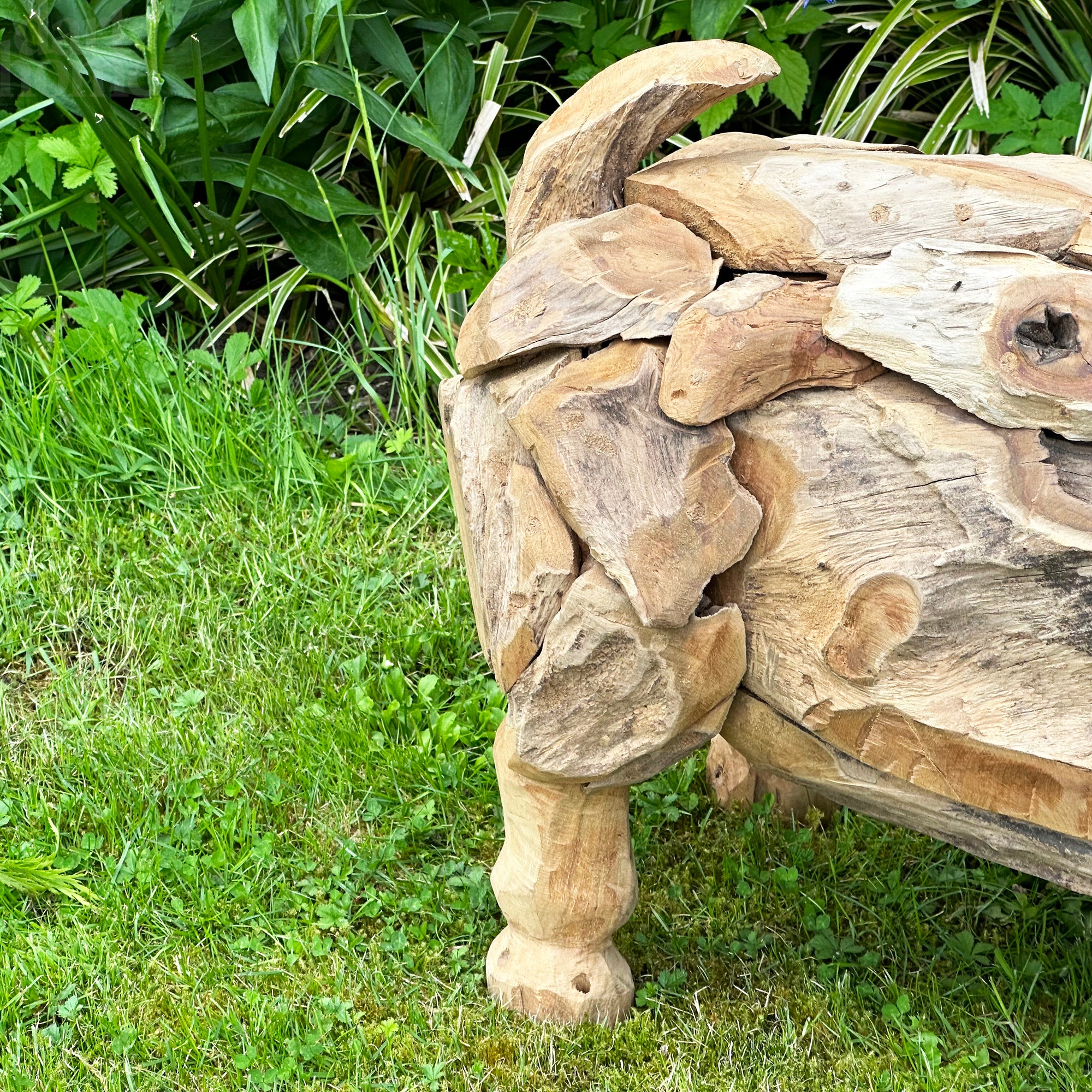 Teak Root Baby Pig Sculpture