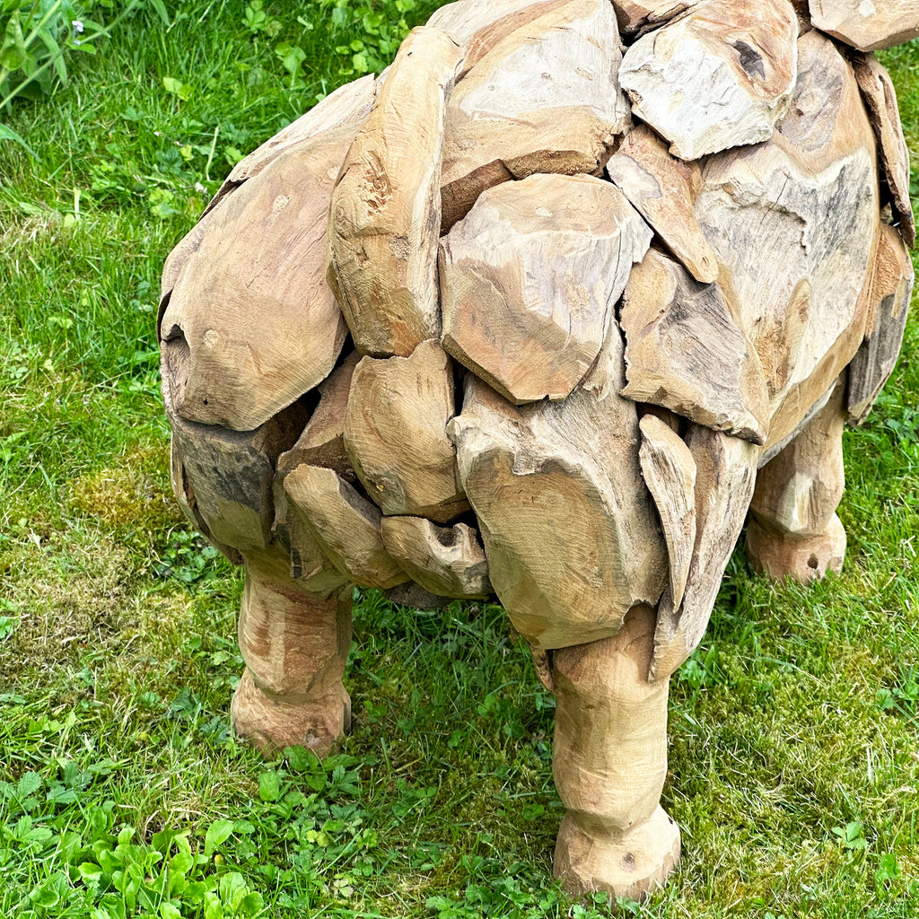 Teak Root Baby Pig Sculpture