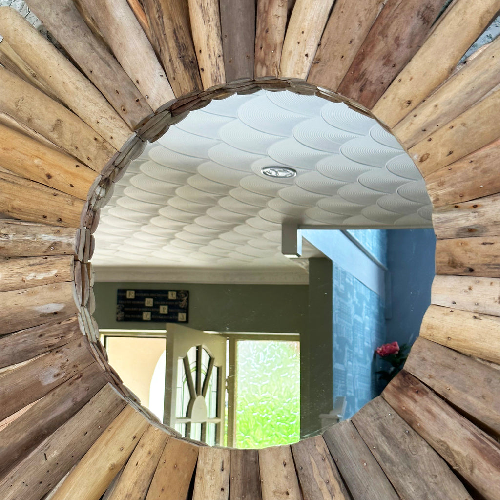 Driftwood Round Mirror 80cm