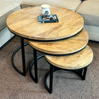 Set Of 3 Mango Wood Nesting Coffee Tables