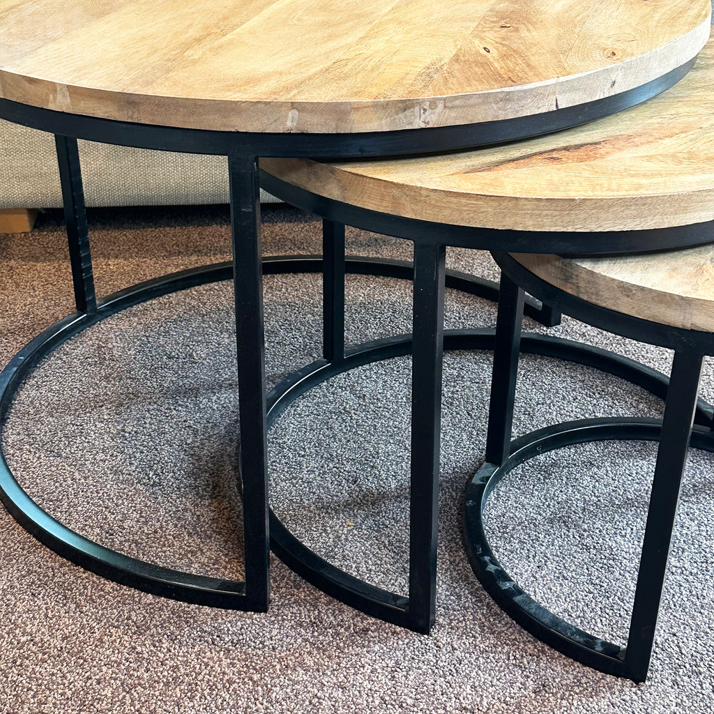 Set Of 3 Mango Wood Nesting Coffee Tables
