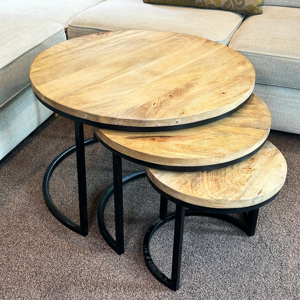 Set Of 3 Mango Wood Nesting Coffee Tables