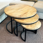 Set Of 3 Mango Wood Nesting Coffee Tables
