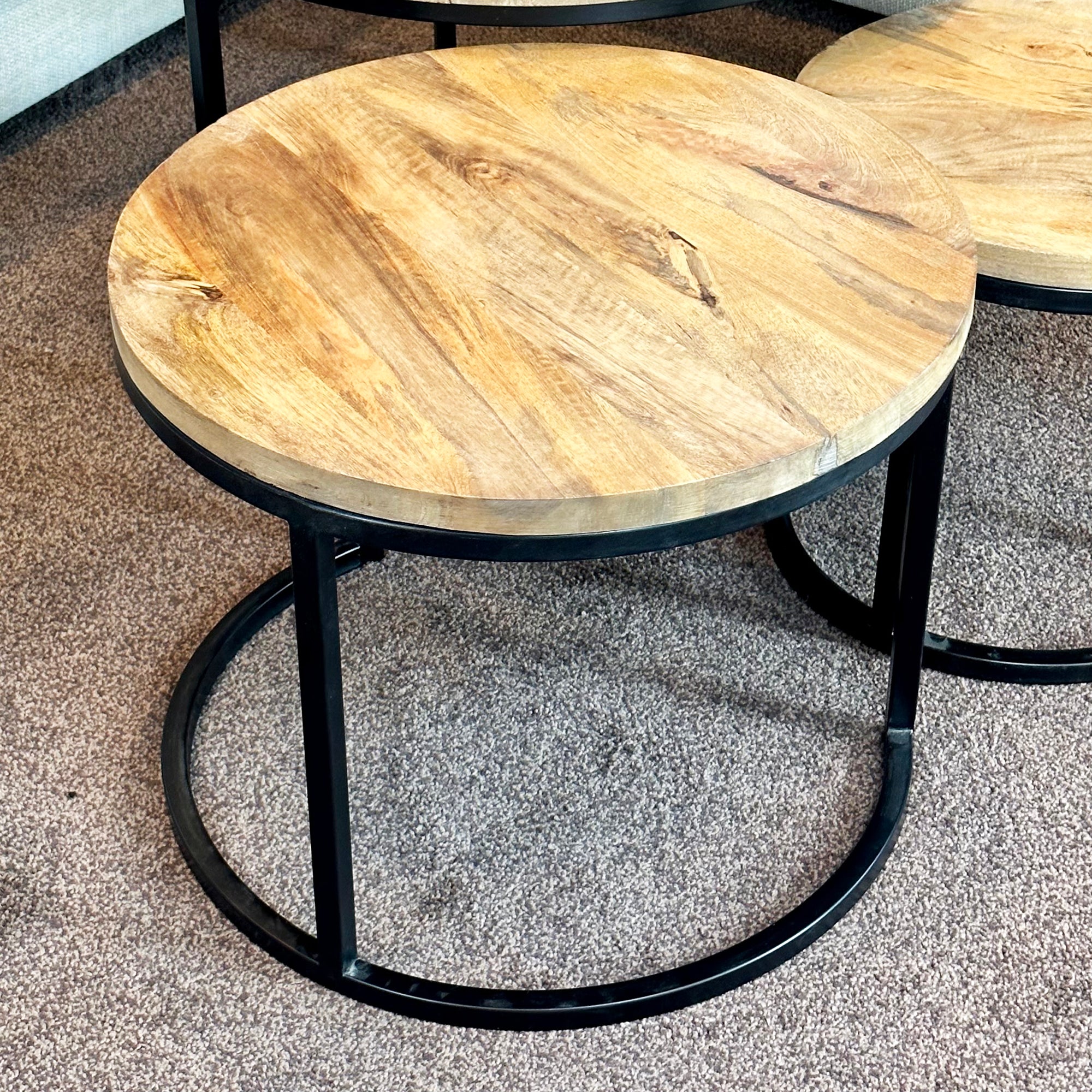 Set Of 3 Mango Wood Nesting Coffee Tables