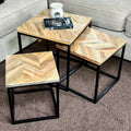 Set Of 3 Herringbone Nesting Side Tables