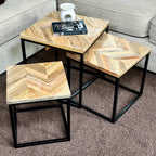 Set Of 3 Herringbone Nesting Side Tables