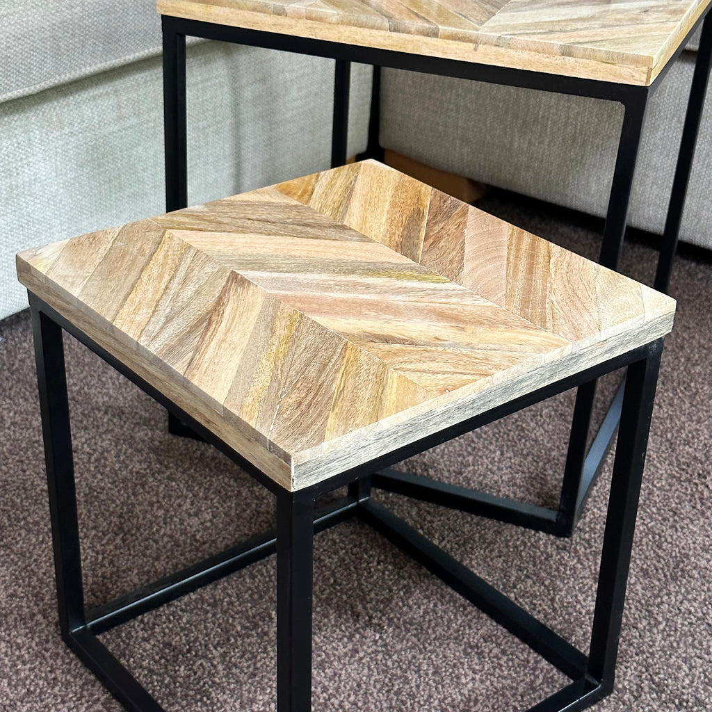 Set Of 3 Herringbone Nesting Side Tables